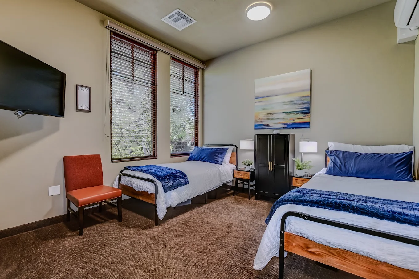 A two-bed room at AnchorPoint, the residential program for men in Arizona